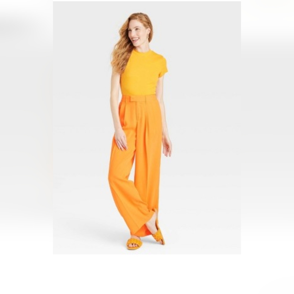 Women's High-Rise Wide Leg Fluid Pants - A New Day Size 10